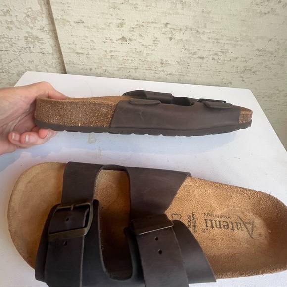 Autenti Brown Leather Double Buckle Sandals Cork Soles Size 10 - Picture 16 of 16